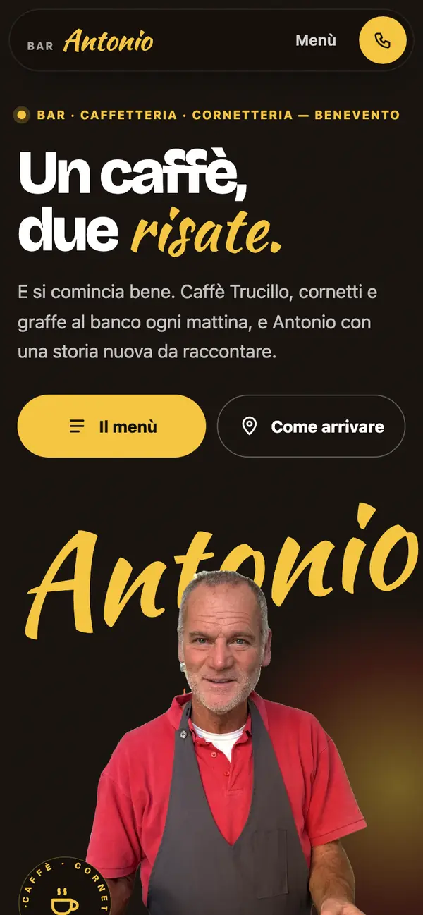 Apertura del sito su telefono